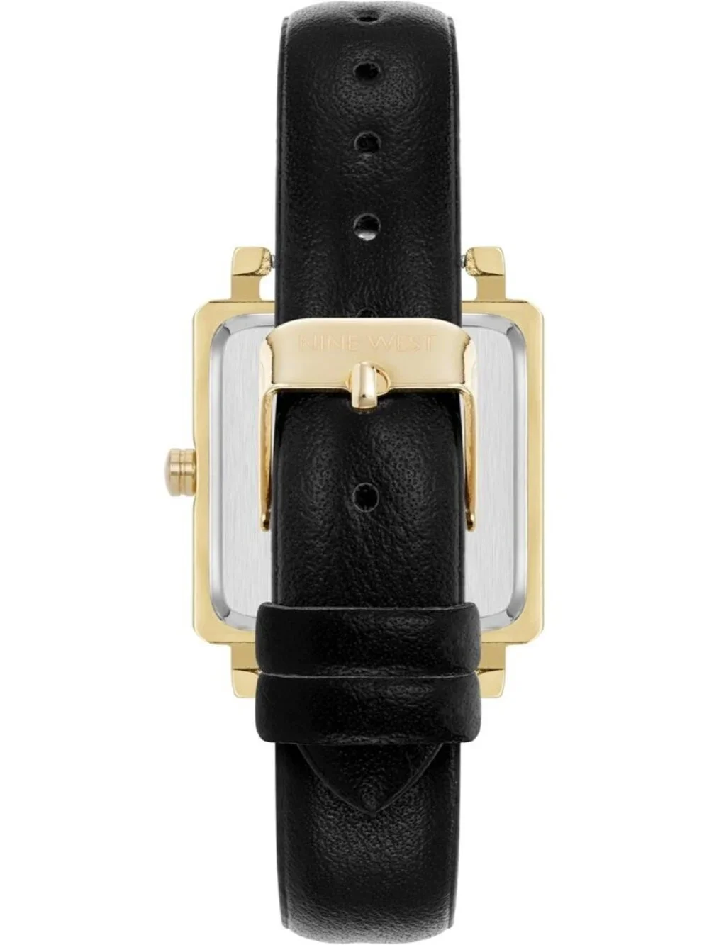 Nine West Women's Black Gold Analog Japanese Quartz Modern Square Bracelet Watch